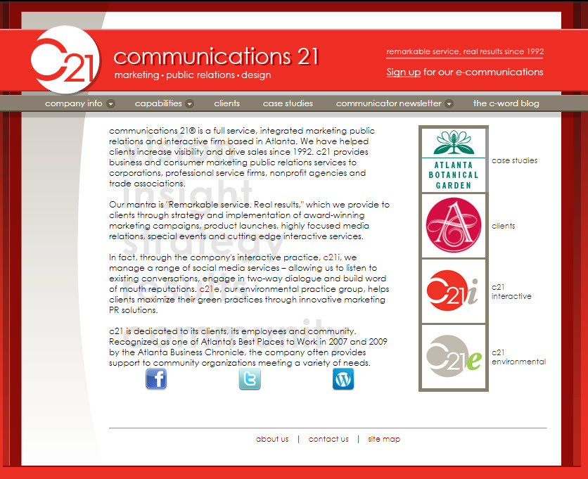 c21 website design from 2007 - 2013
