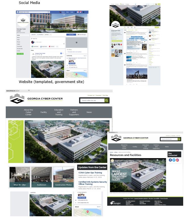 Georgia Cyber Center social media and website examples