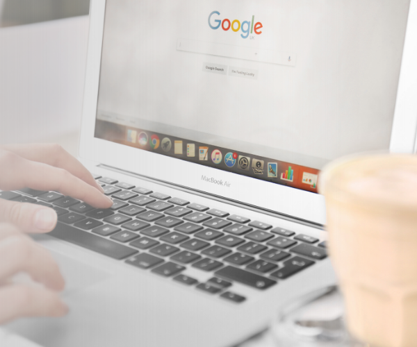 Laptop with Google opened and ready to see online ads