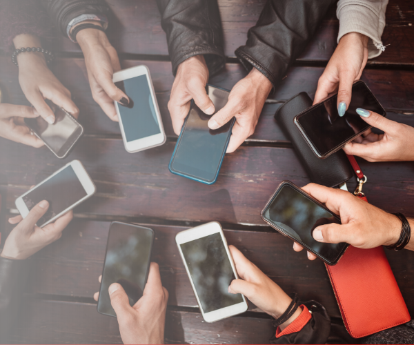 business people on social media on their phones business people on social media on their phones