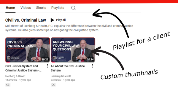 YouTube playlist and custom thumbnails examples