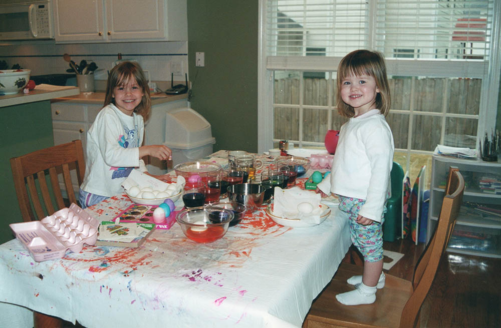 Sydney and her sister doing crafts as children